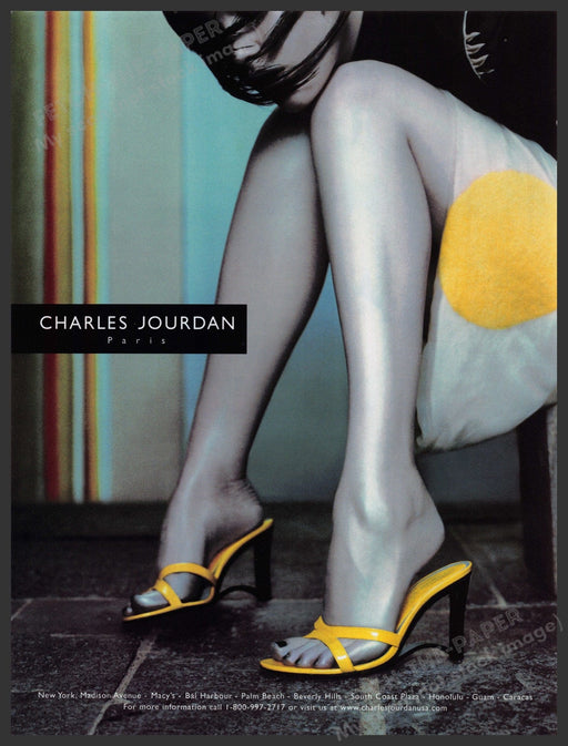 Charles Jourdan Shoes 1990s Print Advertisement Ad 1999 Legs Yellow Fetch the Paper!