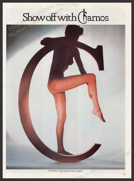 Charnos Hosiery 1980s Print Advertisement Ad 1980 Cynthia Ultra Sheer Fetch-the-Paper