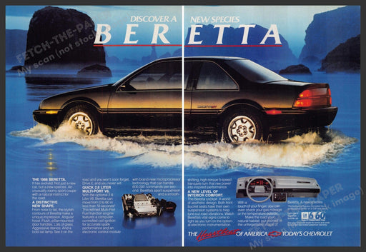 Chevrolet Beretta 1980s Print Advertisement (2 pg) 1987 "Discover a new species" Chevrolet Beretta