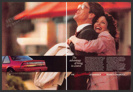 Chevrolet Beretta GT 1980s Print Advertisement (2 page) 1989 City Street Hugging Chevrolet Beretta GT