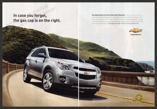 Chevrolet Equinox 2010s Print Advertisement (2 pages) 2010 Rolling Winding Road Fetch-the-Paper