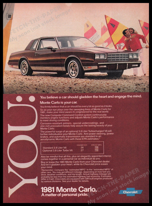Chevrolet Monte Carlo 1980s Print Advertisement Ad 1981 Fetch the Paper!