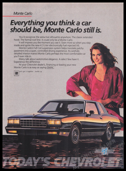 Chevrolet Monte Carlo 1980s Print Advertisement Ad 1985 Fetch the Paper!