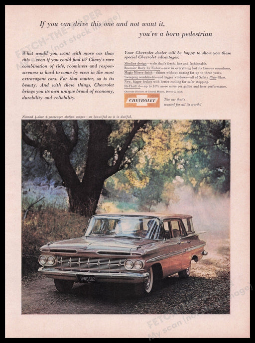 Chevrolet Nomad Station Wagon Car 1950s Print Advertisement Ad 1959 Fetch the Paper!