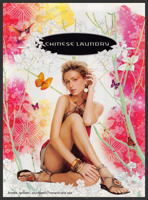 Chinese Laundry Shoes 2000s Print Advertisement Ad 2006 Legs Flowers Psychedelic Fetch the Paper!