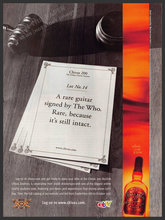 Chivas Regal 2000s Print Advertisement 2001 eBay Charity Auction Promo Fetch-the-Paper