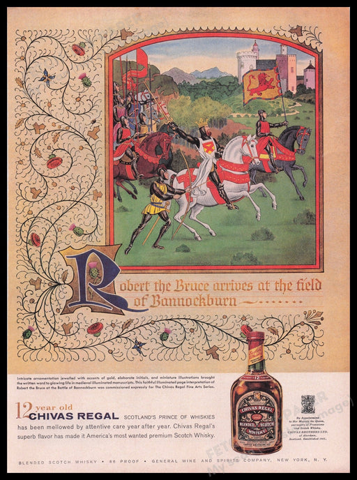 Chivas Regal Robert the Bruce Bannockburn 1950s Print Advertisement Ad 1959 Fetch the Paper!