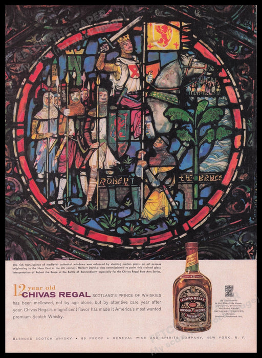 Chivas Regal Scotch Whisky Robert the Bruce 1950s Print Advertisement Ad 1959 Fetch the Paper!