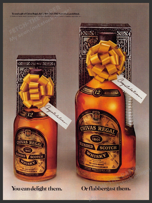Chivas Regal Whisky 1980s Print Advertisement Ad 1987 "Delight or Flabbergast" Fetch-the-Paper