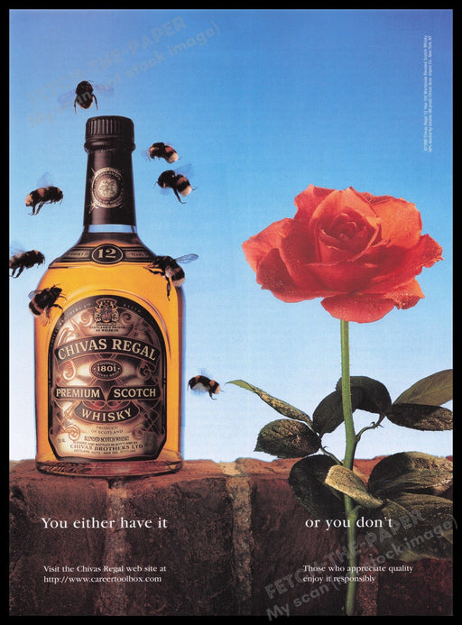 Chivas Regal Whisky 1990s Print Advertisement Ad 1996 Bumblebees Rose Fetch the Paper!