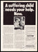 Christian Children's Fund 1970s Magazine Print Ad 1976 "A suffering child..." Christian Children's Fund