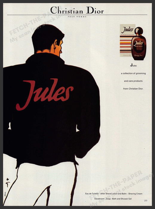Christian Dior Jules Men's Products 1980s Print Advertisement Ad 1982 Fetch the Paper!