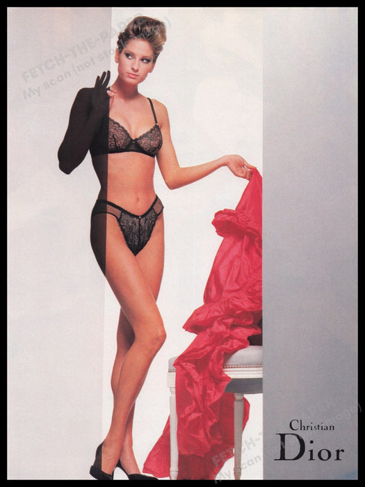 Christian Dior Lingerie Intimates 1980s Print Advertisement Ad 1989 Long Legs Fetch the Paper!