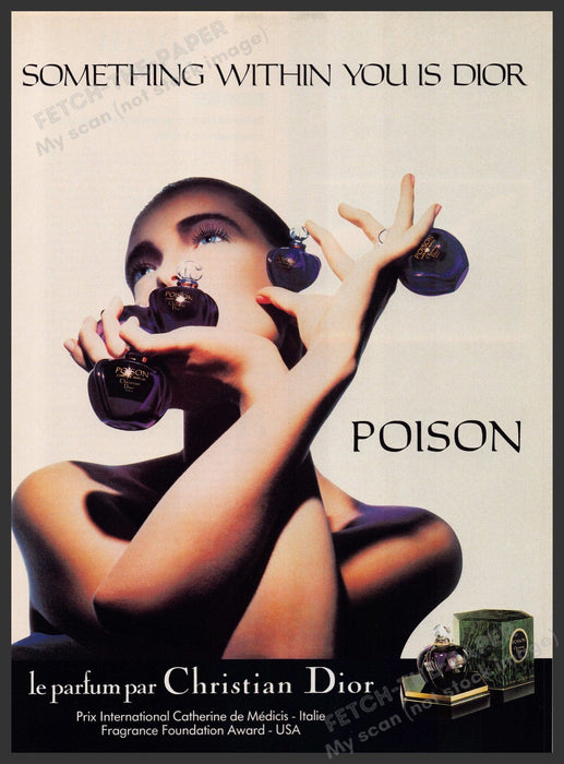Christian Dior Poison Perfume 1980s Print Advertisement Ad 1988 Promo Fetch-the-Paper
