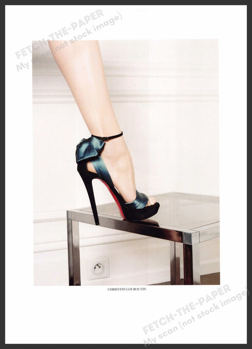 Christian Louboutin Shoes 2010s Print Advertisement 2012 Fashion Green Model Leg Fetch-the-Paper