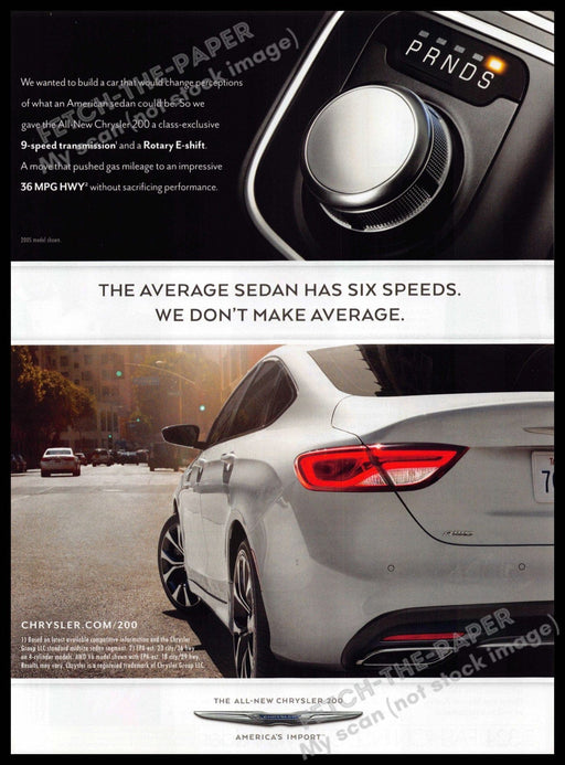 Chrysler 200 2010s Magazine Print Ad 2014 "We don't make average" Chrysler 200