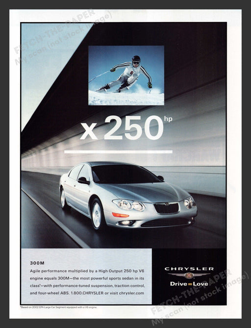 Chrysler 300M Car 2000s Print Advertisement Ad 2002 Downhill Skiier Ford
