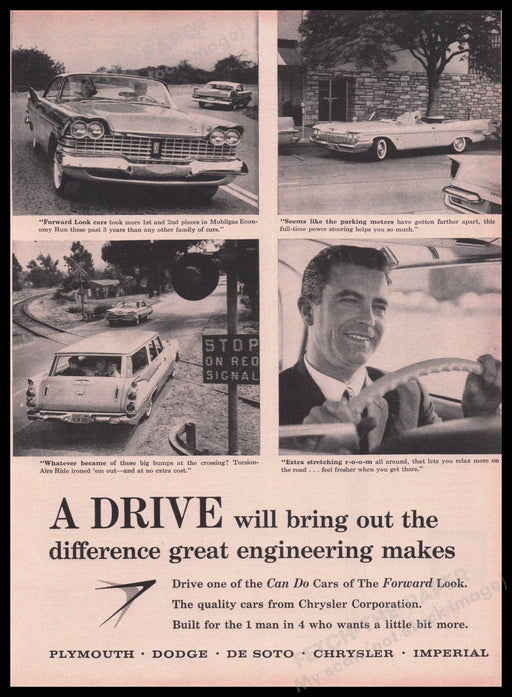 Chrysler Corporation "The Forward Look" Car 1950s Print Advertisement Ad 1959 Fetch the Paper!