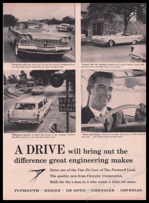 Chrysler Corporation "The Forward Look" Car 1950s Print Advertisement Ad 1959 Fetch the Paper!