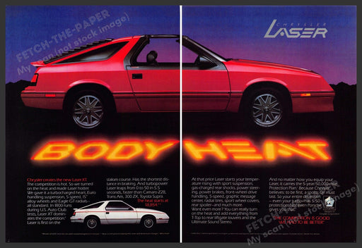 Chrysler Laser XT 1980s Magazine Print Advertisement (2 pages) 1985 Chrysler Laser XT