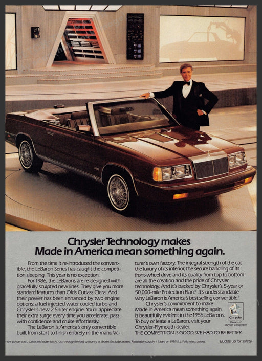 Chrysler LeBaron Series Car 1980s Print Advertisement Ad 1985 Fetch the Paper!