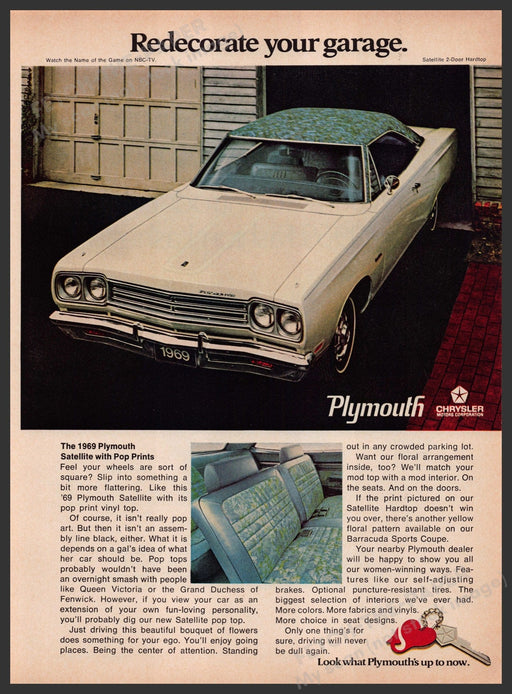 Chrysler Plymouth Satellite 1960s Print Advertisement Ad 1969 With Pop Prints Fetch the Paper!