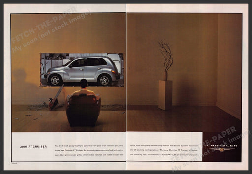 Chrysler PT Cruiser 2000s Print Advertisement (2 page) 2000 Piece of Artwork Fetch-the-Paper