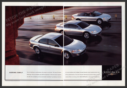 Chrysler Sebring Car 2000s Print Advertisement (2 Page) Ad 2000 Family Fetch-the-Paper