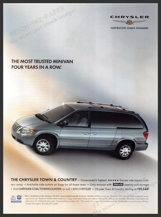 Chrysler Town & Country 2000s Print Advertisement 2005 Minivan Fetch-the-Paper