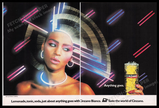 Cinzano Bianco 1980s Print Advertisement (2 pages) 1982 Taste the World Rad Ad Fetch the Paper!