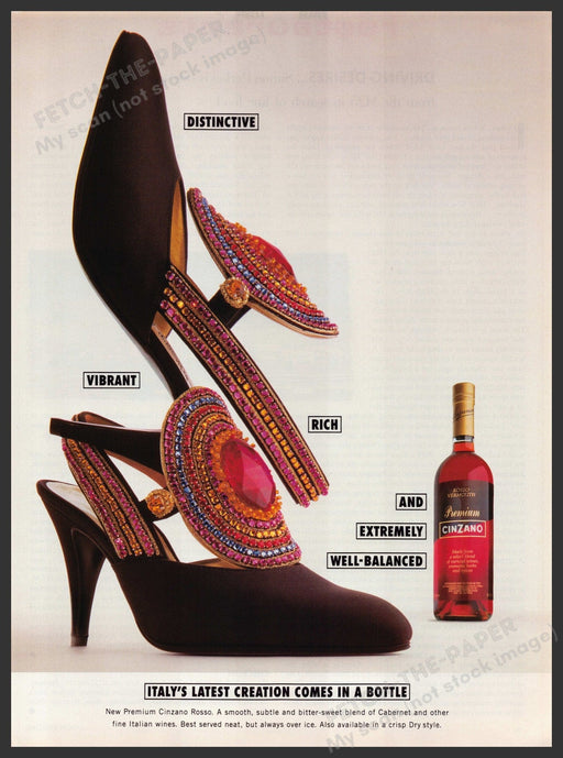 Cinzano Rosso Creation from Italy 1990s Print Advertisement Ad 1992 Fetch-the-Paper