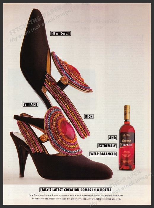 Cinzano Rosso Creation from Italy 1990s Print Advertisement Ad 1992 Fetch-the-Paper