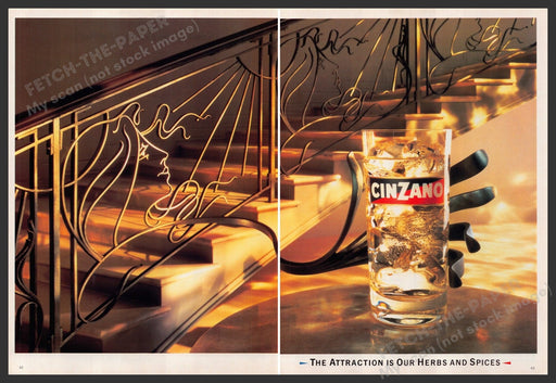 Cinzano Vermouth Wrought Iron Railing 1980s Print Advertisement (2 pages) 1986 Fetch-the-Paper