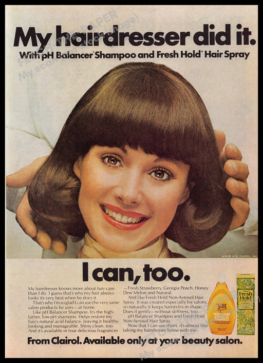 Clairol 1970s Magazine Print Advertisement 1976 PH Shampoo Bob Bowl Cut Clairol