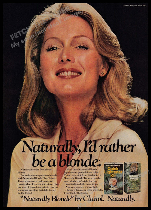 Clairol 1970s Print Advertisement 1977 Naturally Blonde Happier Clairol