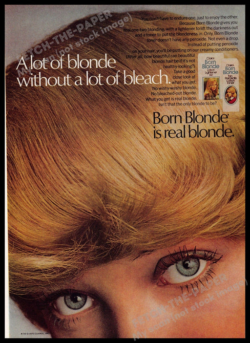 Clairol Born Blonde 1970s Magazine Print Advertisement 1976 Closeup Face Clairol