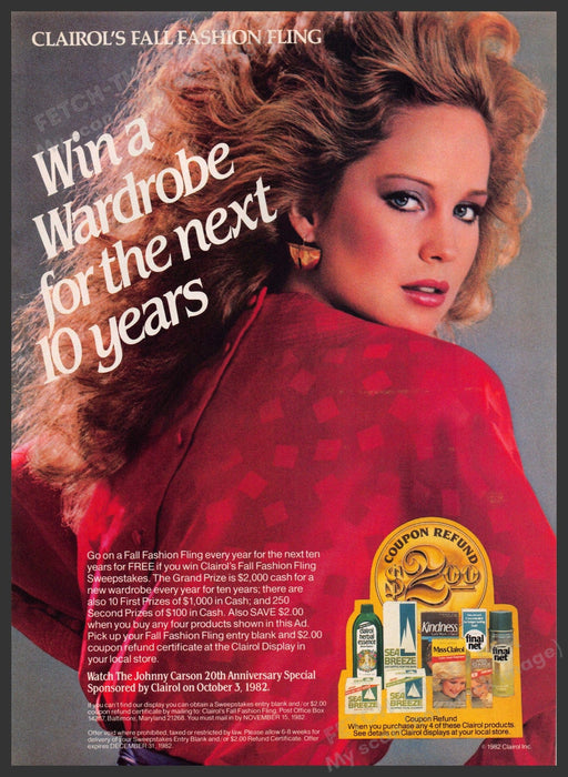 Clairol Fall Fashion Fling 1980s Print Advertisement 1982 Big Hair Fetch-the-Paper