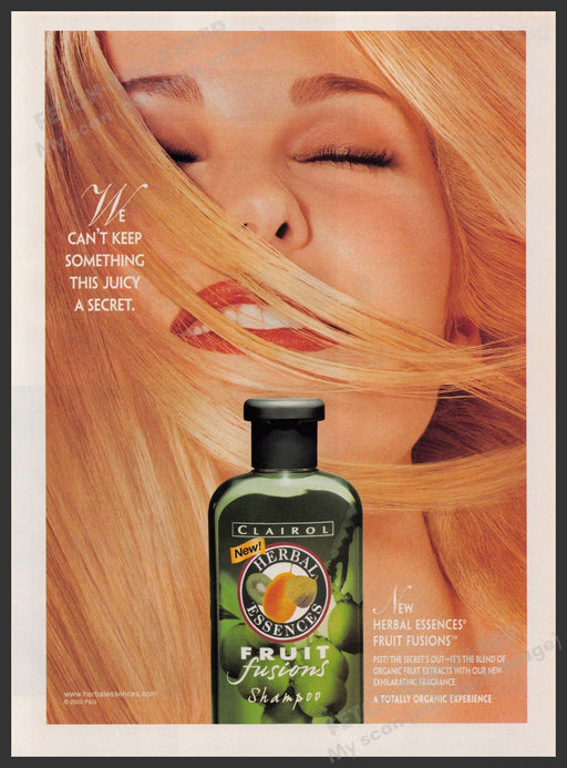 Clairol Herbal Essences 2000s Print Advertisement 2002 Juicy Secret Hair Fetch-the-Paper