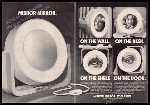 Clairol Mirror Mirror 1970s Print Advertisement (2 page) 1975 Bathroom Cosmetic Clairol Mirror Mirror