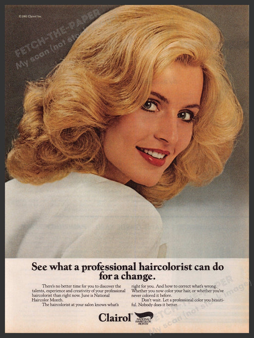 Clairol National Haircolor Month Hair Products 1980s Print Advertisement Ad 1981 Fetch-the-Paper