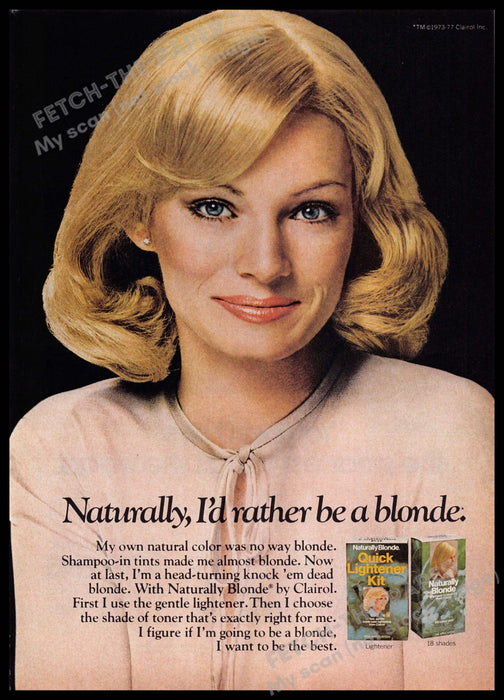 Clairol Naturally Blonde 1970s Print Advertisement 1977 Gentle Hair Clairol Naturally Blonde