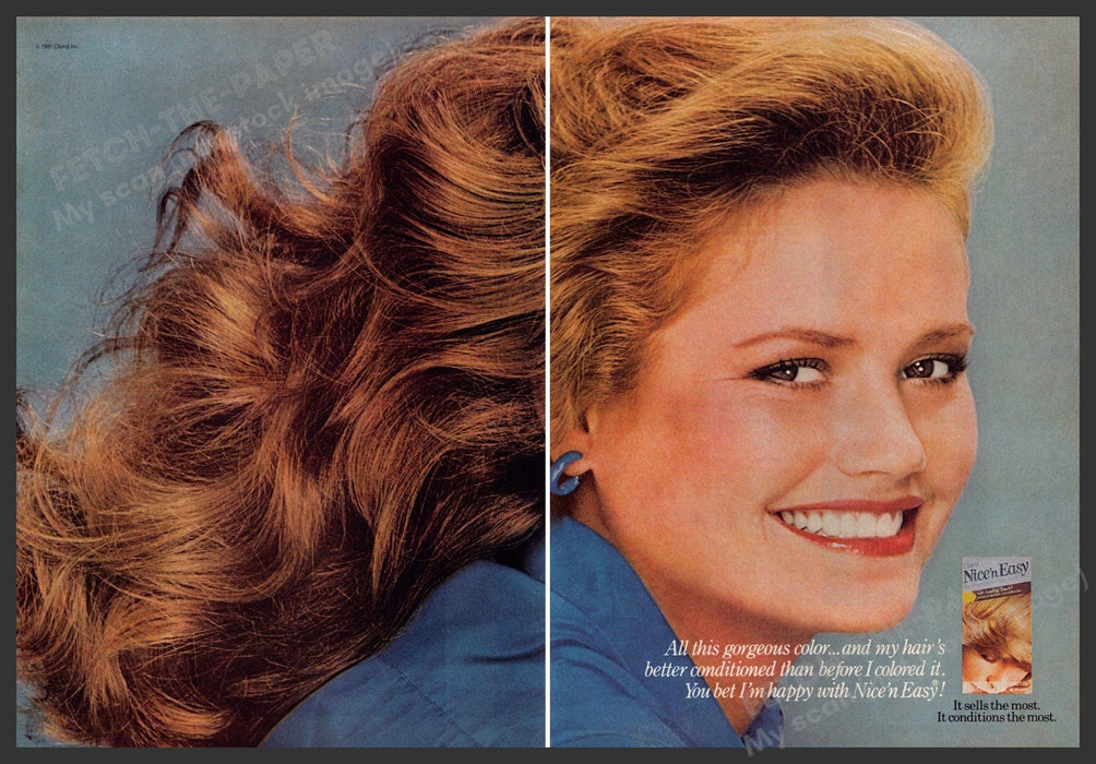 Clairol Nice 'n Easy 1980s Print Advertisement (2 pgs) 1981 Long Hair Clairol