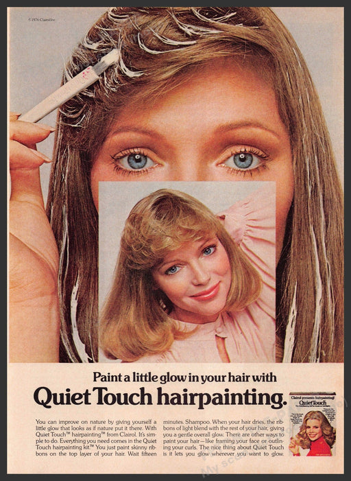 Clairol Quiet Touch 1970s Print Advertisement 1976 Hairpainting Blonde Fetch-the-Paper