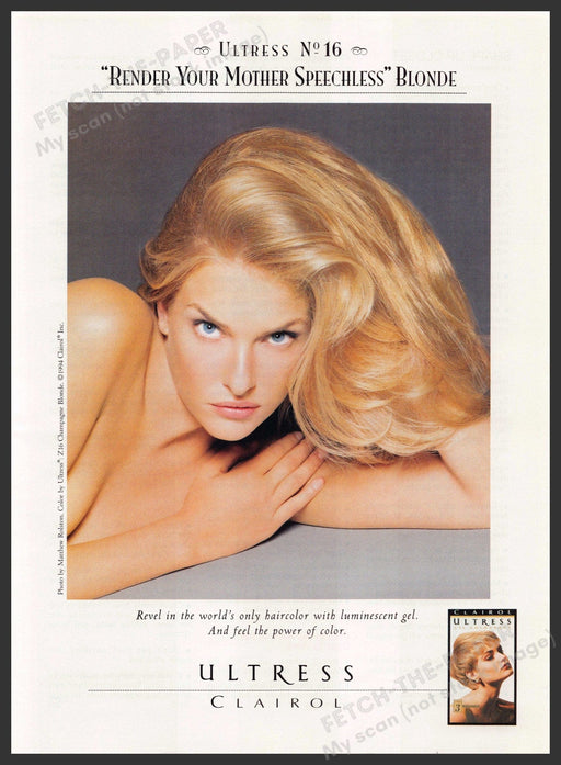 Clairol Ultress 1990s Print Advertisement 1995 No 16 Blonde (Not the product) Clairol Ultress