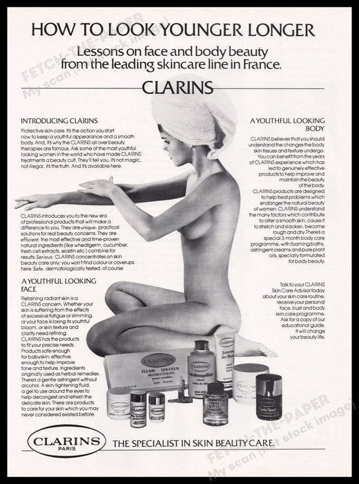 Clarins Paris 1980s Print Advertisement Ad 1982 Fetch the Paper!