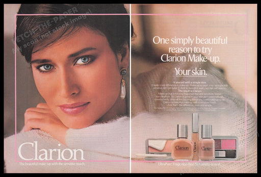 Clarion Make-up 1980s Print Advertisement (2 pages) 1988 Beautiful Eyes Fetch the Paper!