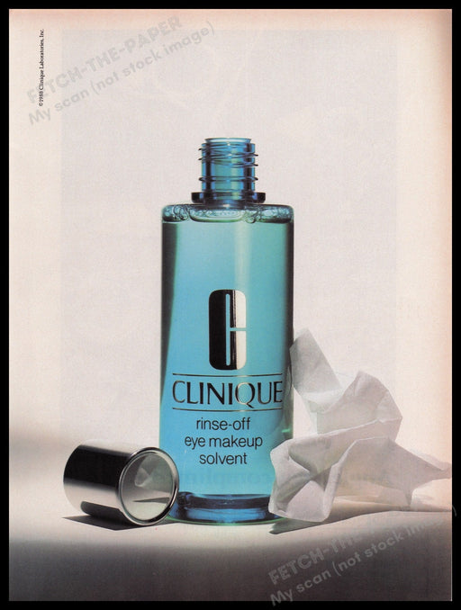 Clinique 1980s Print Advertisement Ad 1988 Rinse-off Eye Makeup Fetch the Paper!