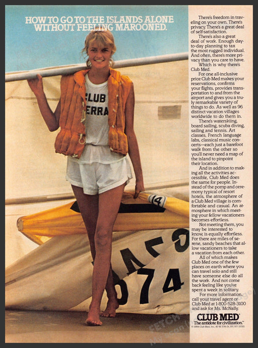 Club Med 1980s Magazine Print Advertisement 1985 Legs Village Beach Club Med