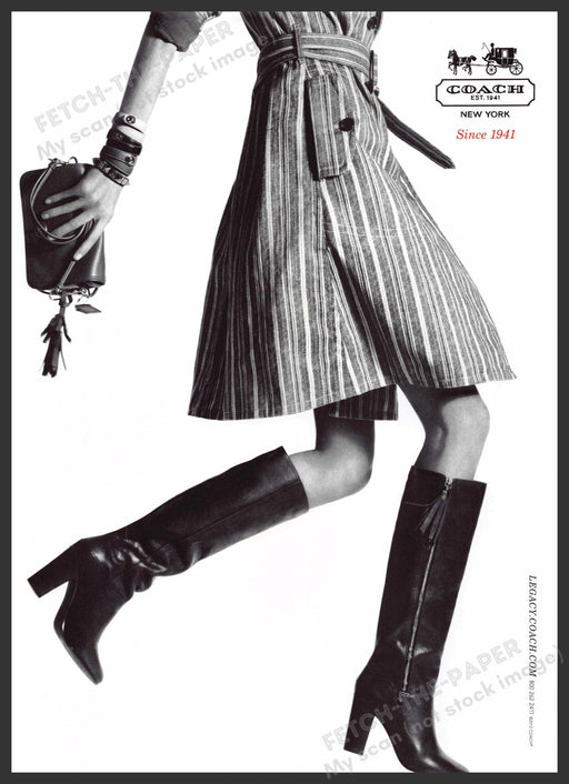 Coach Boots 2010s Print Advertisement 2012 Legs Running Grayscale Fetch-the-Paper