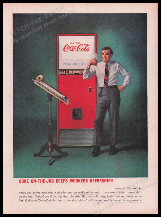 Coca Cola Vending Machine Business Office 1950s Print Advertisement Ad 1959 Fetch the Paper!